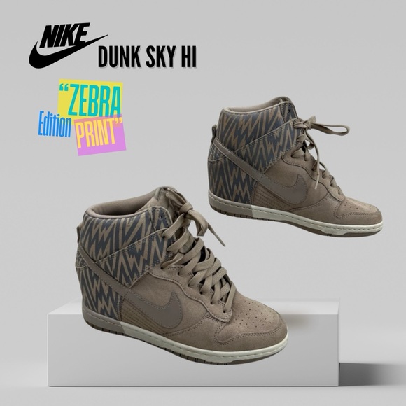 Nike Dunk Sky Hi Lace Up High Top Wedge Sneakers in “Zebra Print” (2013) - Picture 3 of 15